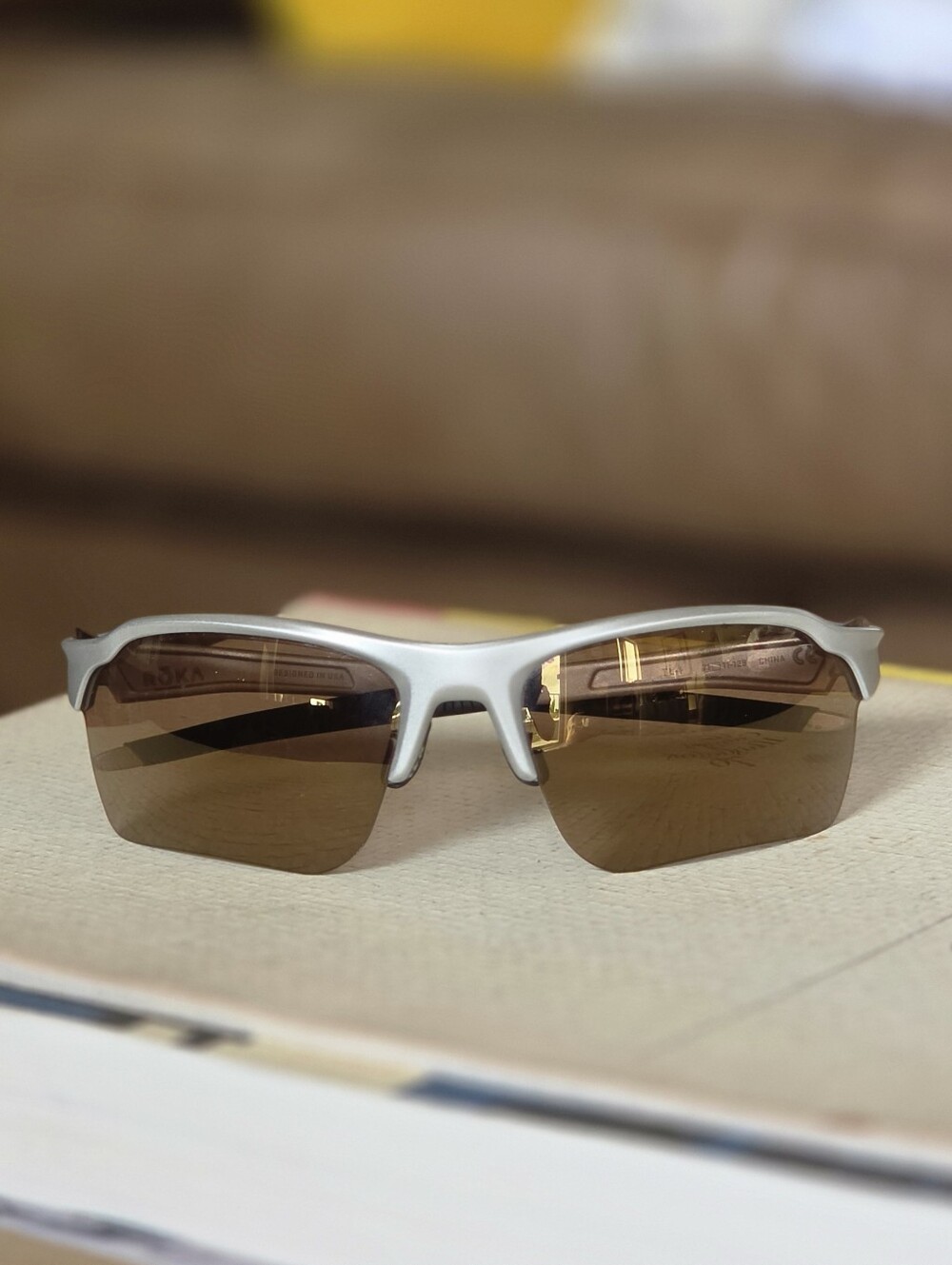 ROKA TL-1 Performance Sports Sunglasses with Matte Silver Frame Brown Lenses